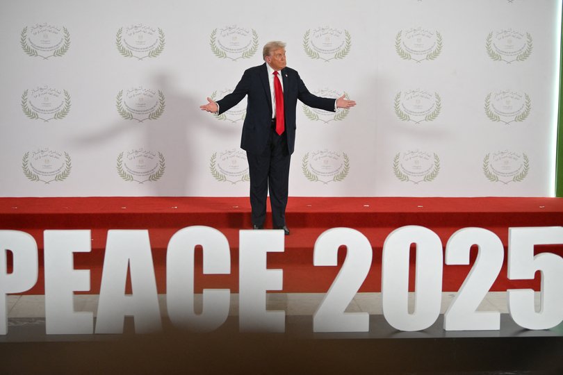 Donald Trump attends a peace summit in Egypt.