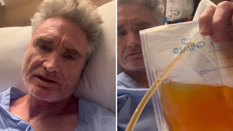 Dave Hughes has been hospitalised to have fluid drained from his lungs.