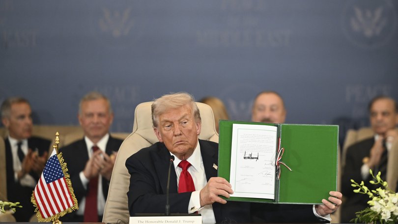 President Donald Trump at Monday’s peace summit in Sharm El-Sheikh, Egypt.