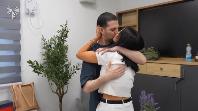 Elkana and Rebecca Bohbot shortly after they were reunited following his release from captivity in Gaza. Mr Bohbot became a critic of the Israeli government during the war against Hamas.