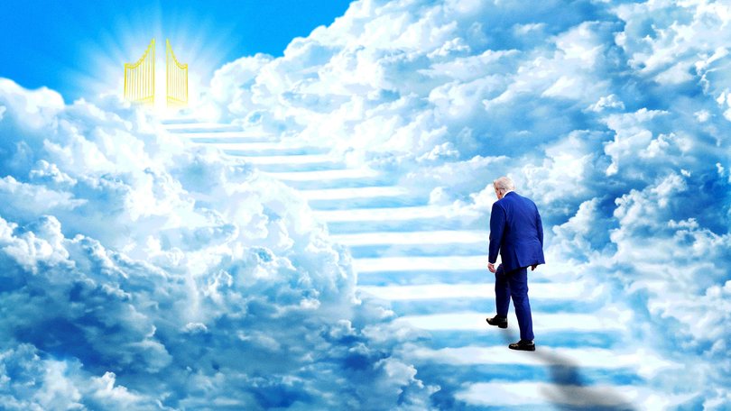 Donald Trump says he may be “not heaven-bound,” musing about his faith, mortality and peace-making legacy as he defends his divine mission on Air Force One