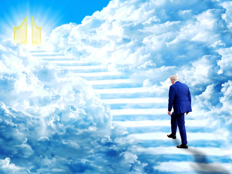 Donald Trump says he may be “not heaven-bound,” musing about his faith, mortality and peace-making legacy as he defends his divine mission on Air Force One