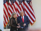 Donald Trump presented the Presidential Medal of Freedom to Charlie Kirk’s wife Erika in Washington.