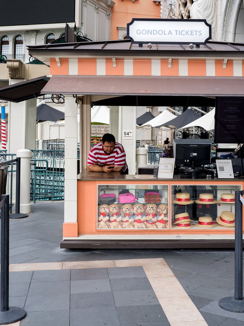 A ticket and souvenirs booth at the Venetian in Las Vegas.