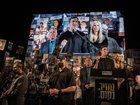 From left, Steve Witkoff, President Donald Trump’s Middle East envoy, and Jared Kushner and Ivanka Trump, his son-in-law and daughter, at a rally in Hostages Square in Tel Aviv, Israel, on Saturday, October 11.