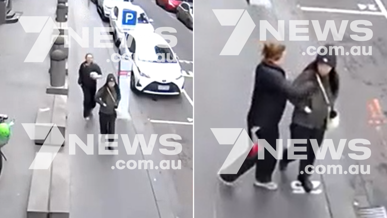 CCTV footage has emerged of the moment a 32-year-old chef was allegedly stabbed in Melbourne’s CBD.