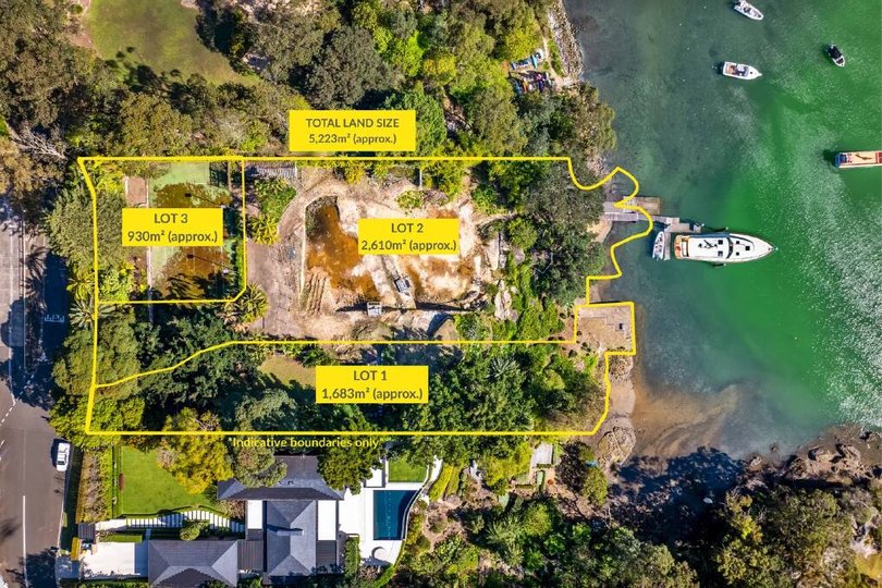 The property is subdivided into three lots.