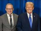 United States President Donald Trump pictured smiling and giving a thumbs up as he met Prime Minister Anthony Albanese in New York in September. 