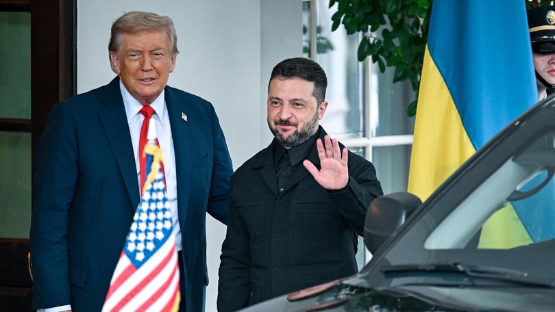 President Donald Trump with President Volodymyr Zelenskyy in Washington, on Monday, Aug. 18, 2025.