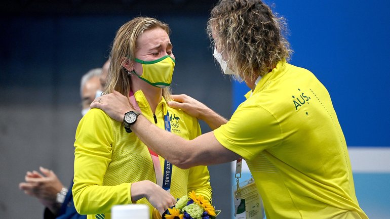 Ariarne Titmus with her former coach Dean Boxall.