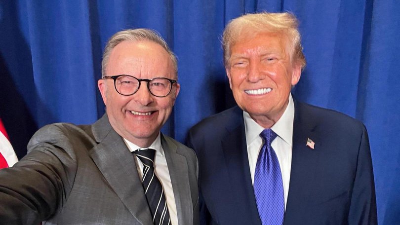 Prime Minister Anthony Albanese snapped a selfie with US President Donald Trump in New York last month. Picture: Prime Minister’s Office