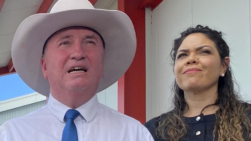 Senator Jacinta Nampijinpa Price is adopting a wait and see approach with "good mate" Barnaby Joyce. (Aaron Bunch/AAP PHOTOS)