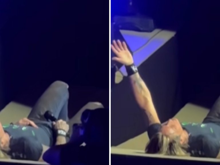 Keith Urban falls on stage when 'nicoles' was mentioned.