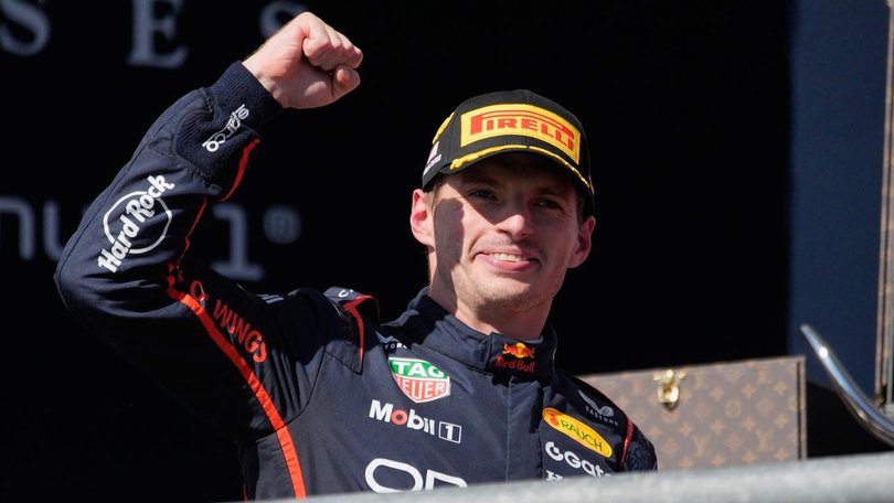 Max Verstappen celebrates his dominant win in the United States Grand Prix in Austin. (AP PHOTO)