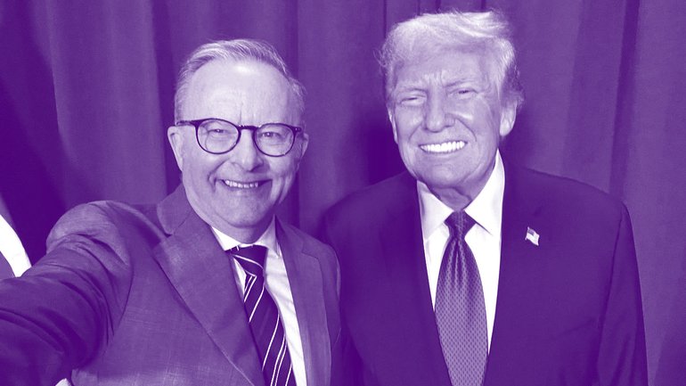 Anthony Albanese and Donald Trump snap a  selfie during the PM’s recent trip to the UN in New York.