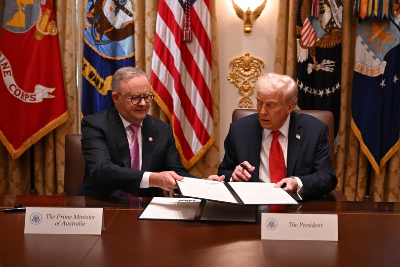 Anthony Albanese and Donald Trump sign a critical minerals and rare earths deal.