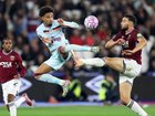 Brentford's Kevin Schade and West Ham United's Max Kilman battle for the ball.