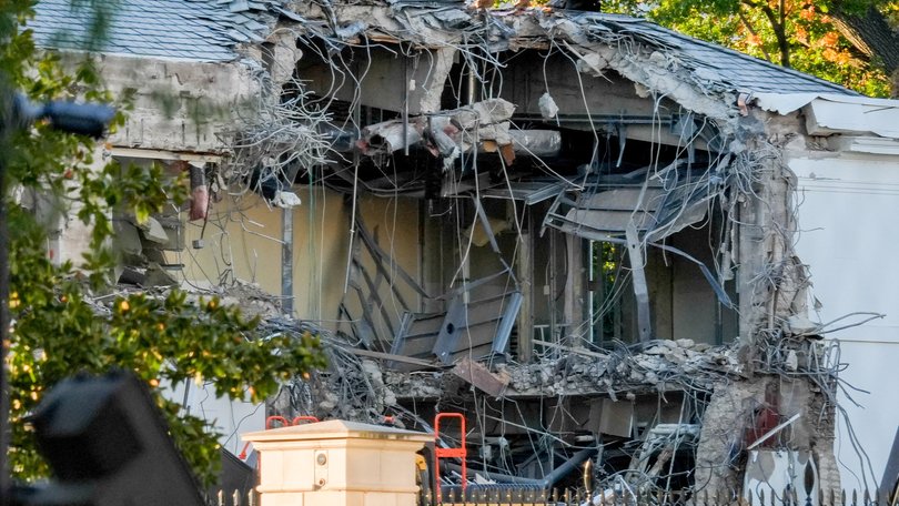 Demolition of a section of the East Wing of the White House, as construction begins on the new ballroom extension on Monday, October 20, 2025.