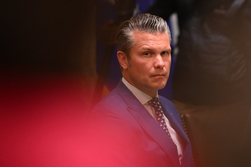 US Secretary of War Pete Hegseth attends the meeting between Donald Trump.