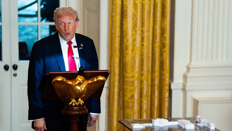 President Donald Trump delivers remarks in the White House on Wednesday.
