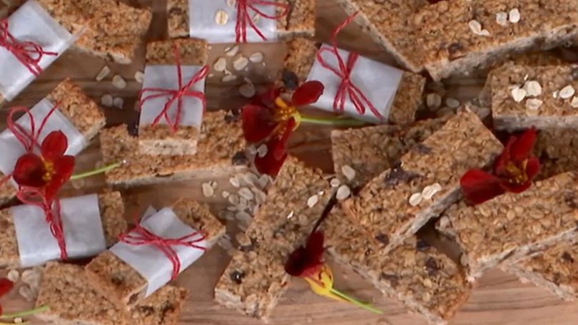 Georgina serves the bars wrapped in baking paper for extra appeal.