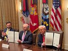 US President Donald Trump praised AUKUS in a media spray at the White House. Joseph Olbrycht Palmer / NewsWire
