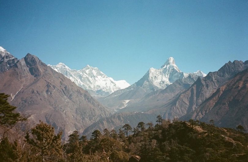 Panoramic views from the Everest Base Camp in the Nepalese Himalayas. 