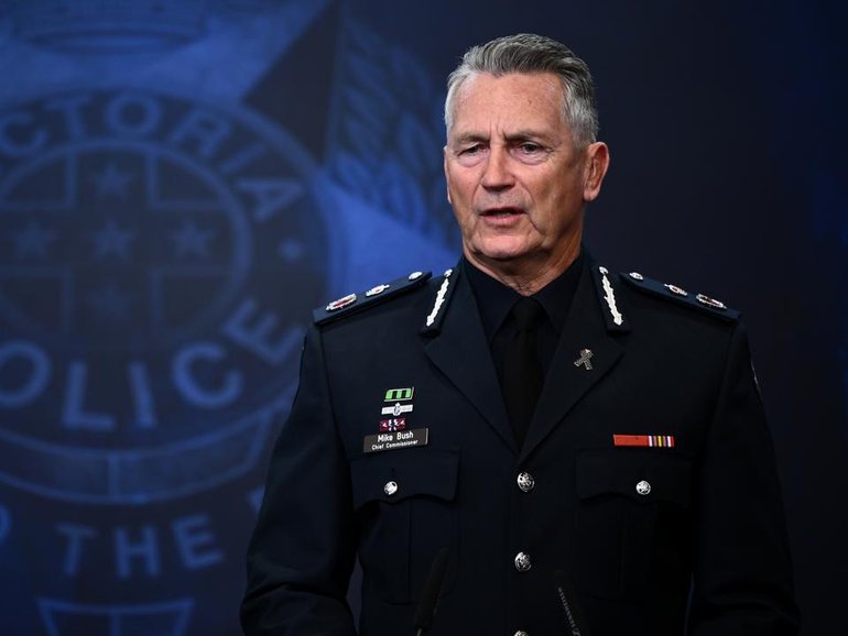 The ability of Police Commissioner Mike Bush to rebuild the Vic force's reputation has taken a hit. (Joel Carrett/AAP PHOTOS)