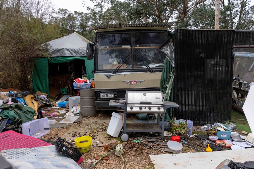The site where fugitive Dezi Freeman lived near Porepunkah, Victoria.
