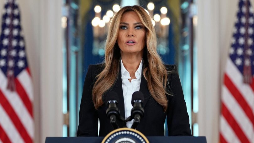 An author says Melania Trump's threats ‘are designed to create a climate of fear in the nation’. (AP PHOTO)