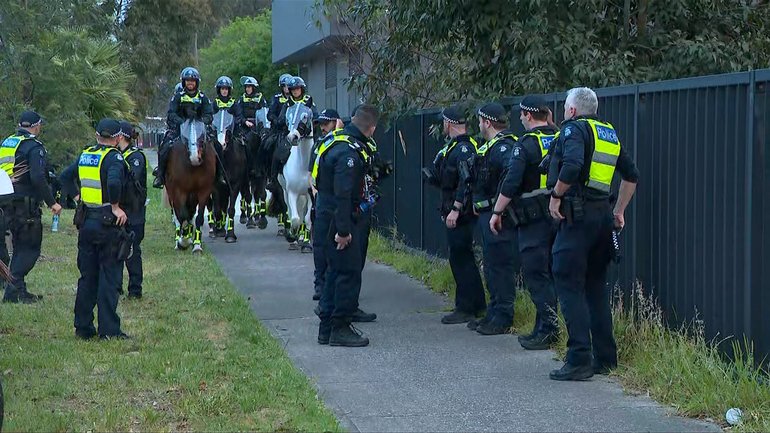 Police are out in force in Port Melbourne in preparation for a pro-Palestine protest outside weapons manufacturing business. 