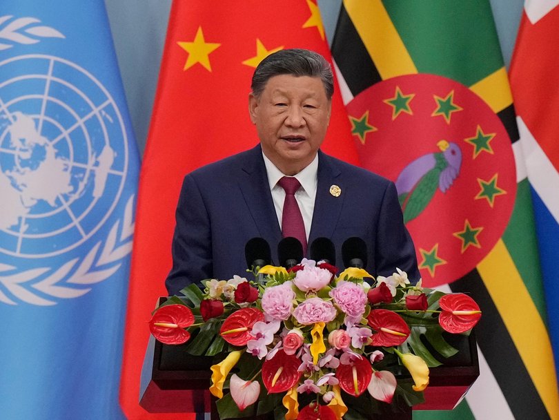 China's President Xi Jinping speaks during a opening ceremony of the Global Women's Summit in Beijing.