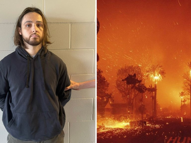 A man suspected of starting a wildfire in Los Angeles that killed 12 people and destroyed up to 6000 structures has pleaded not guilty in court.