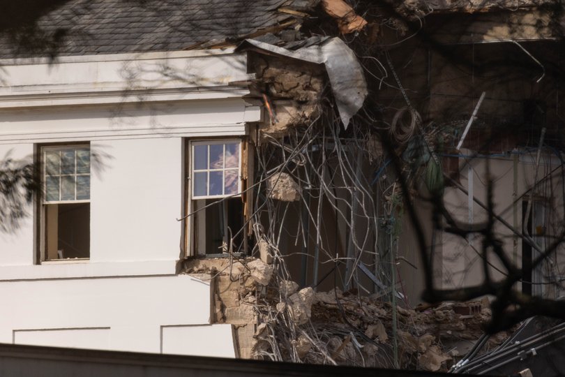 Demolition on the White House’s East Wing. (Alex Kent/The New York Times)