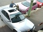 Astonishing CCTV footage has emerged of the moment a car crashed into a Sydney café, sending a woman to hospital. 