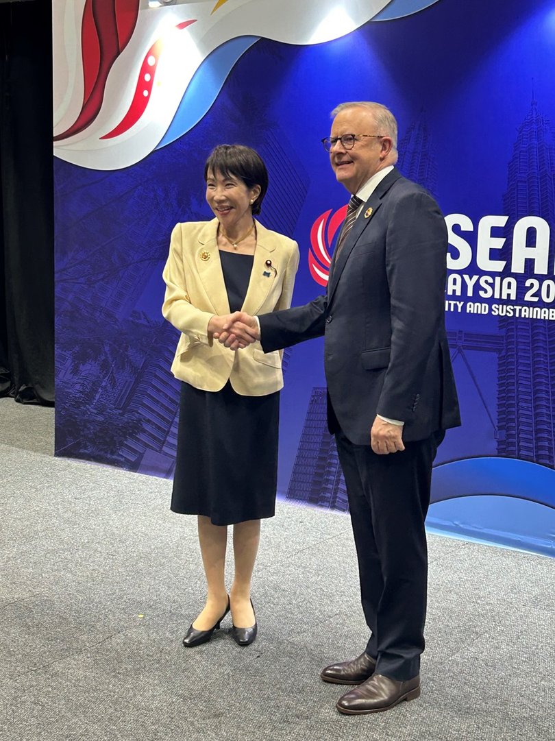 Anthony Albanese and Japan’s prime Minister Sanae Takaichi in Kuala Lumpur.