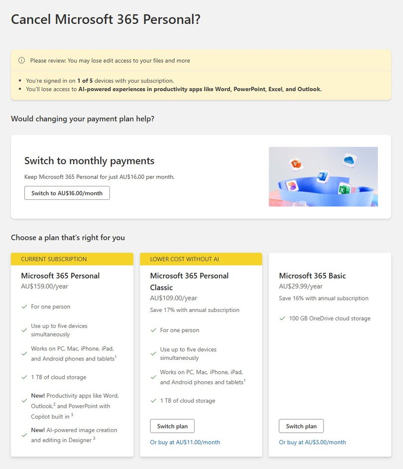 A screenshot of the cancellation page.