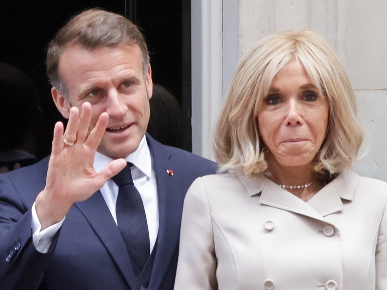 President Emmanuel Macron and his wife First Lady of France Brigitte Macron.