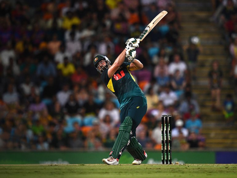 Tim David of Australia plays a shot during the First Men's T20I match between Australia and South Africa at Marrara Stadium in Darwin, Sunday, August 10, 2025. (AAP Image/Jono Searle) NO ARCHIVING, EDITORIAL USE ONLY, IMAGES TO BE USED FOR NEWS REPORTING PURPOSES ONLY, NO COMMERCIAL USE WHATSOEVER, NO USE IN BOOKS WITHOUT PRIOR WRITTEN CONSENT FROM AAP JONO SEARLE