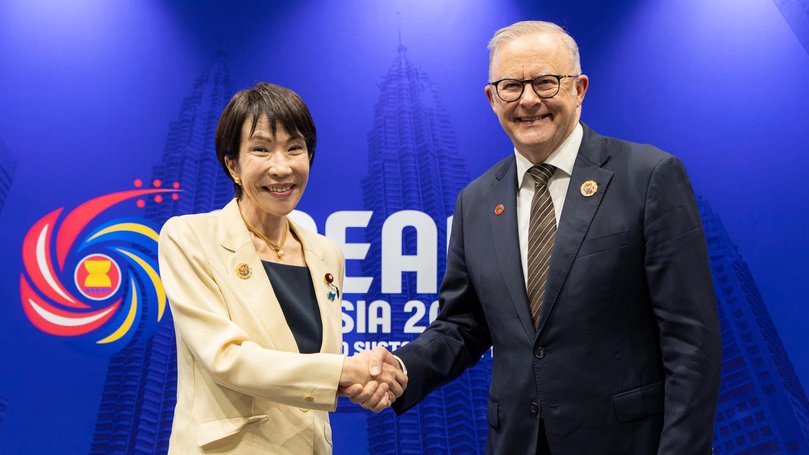 Japanese Prime Minister Sanae Takaichi with Anthony Albanese at the ASEAN summit.
