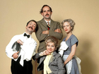 Prunella Scales, pictured front and right, with her Fawlty Towers co-stars.