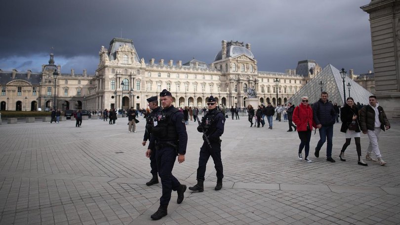 Two suspects are being questioned by police over a heist at the Louvre museum. (AP PHOTO)