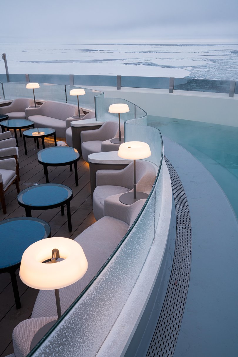 The pool deck on Ponant.
