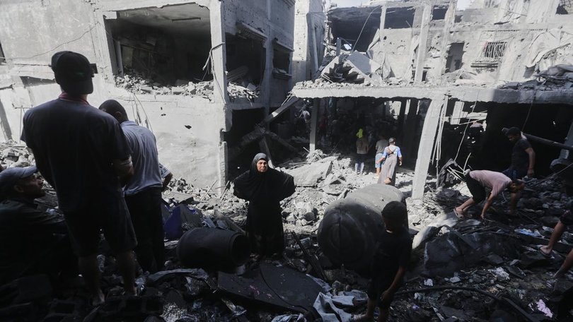 The Gaza Strip's health ministry says 104 people were killed in Israeli strikes in the past day. (AP PHOTO)