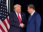 President Donald Trump and Chinese President Xi Jinping shake hands as they depart following a bilateral meeting at Gimhae Air Base on October 30, 2025 in Busan, South Korea.