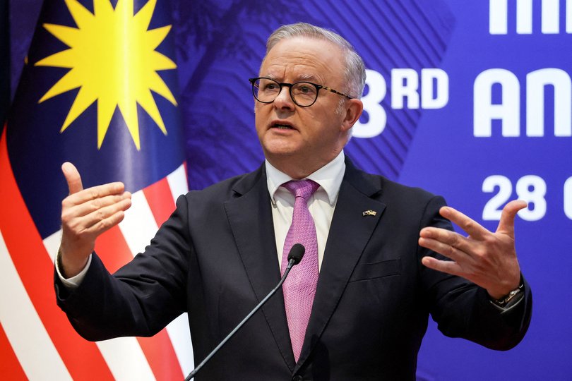 Anthony Albanese speaks during a press conference at the Malaysia-Australia 3rd Annual Leaders Meeting on the sidelines of the 47th ASEAN Summit in the Kuala Lumpur Convention Centre on October 28, 2025.