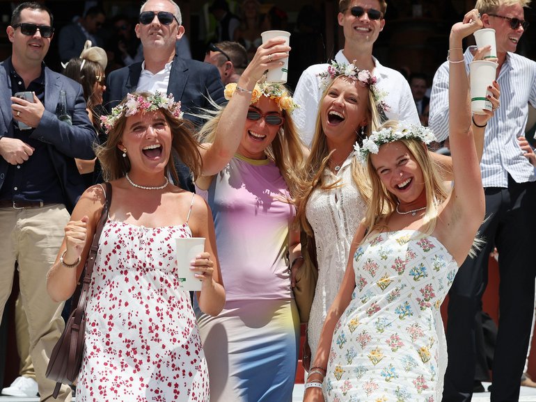 Crowds gathered at Ascot Racecourse for the Melbourne Cup.