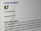 This Dictionary.com page shows the newest word of the year, "6-7".