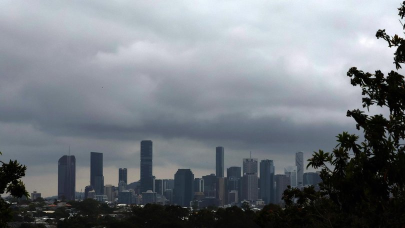 Storm clouds gather over Brisbane on Friday. Picture: NewsWire/Tertius Pickard