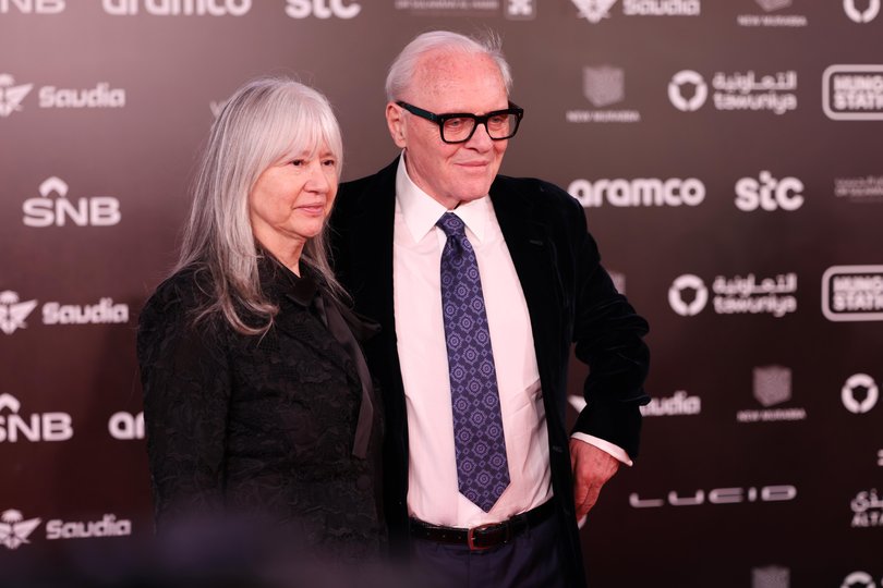 Stella Arroyave and Sir Anthony Hopkins earlier this year.